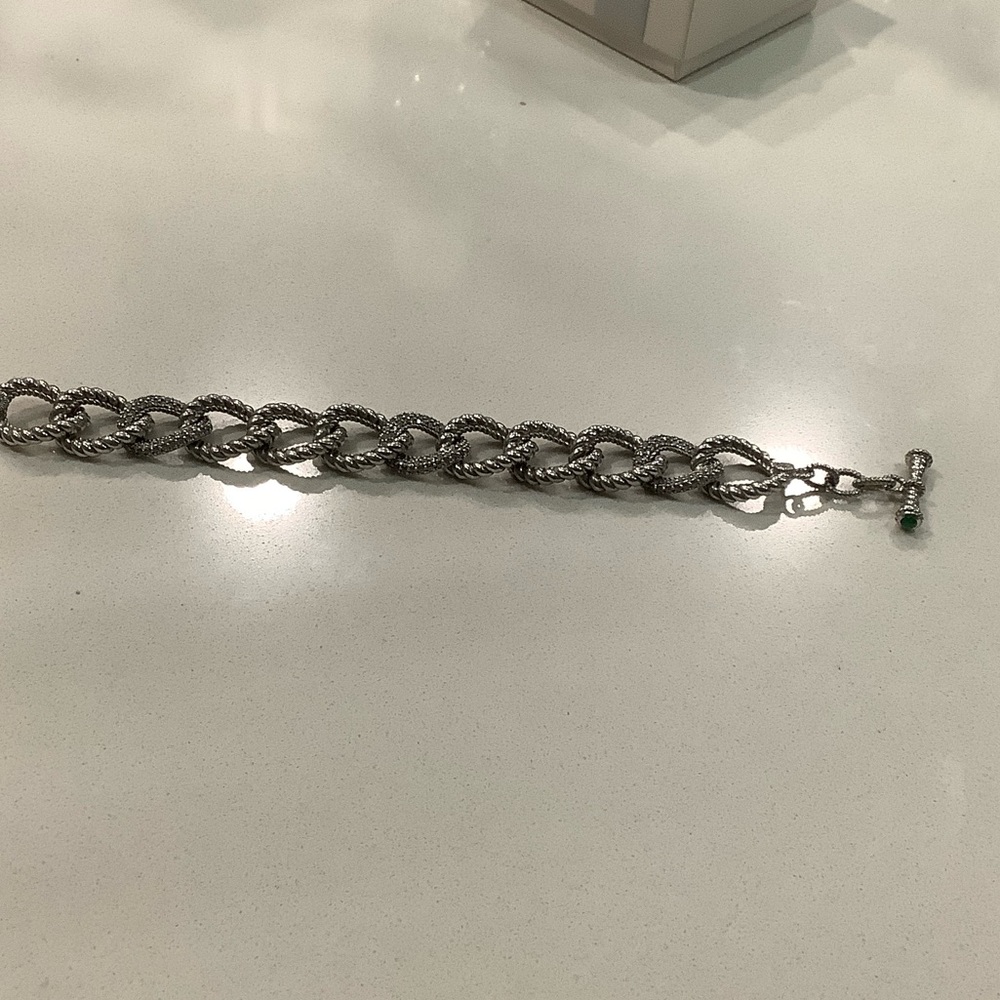 Judith Ripka Twisted Silver Chain Bracelet